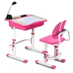 Costway Adjustable Children Study Desk Chair Set W/Winged Backrest Pink -Costway GUEST c8b8a66b 019c 46b5 8ce3 04f24c0ae7cd