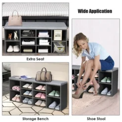 Costway Entryway Padded Shoe Storage Bench 10-Cube Organizer Bench Adjustable 20 Costway Entryway Padded Shoe Storage Bench 10-Cube Organizer Bench Adjustable -Costway GUEST c8dac9bb 0926 4e26 ae60 687eadd71903