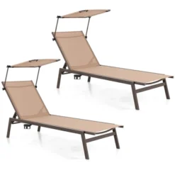 Costway 2 PCS Outdoor Chaise Lounge Chair With Sunshade 6-Level Adjustable Recliner -Costway GUEST c9092d4f ce58 4a67 852b cdd2dd73a2a3