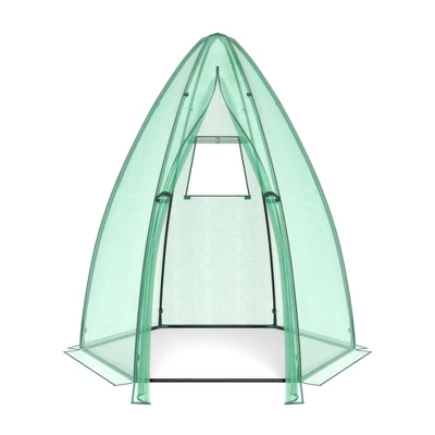 Costway 5.5'x 5.5'x 6' Portable Mini Garden Greenhouse With Window & Roll-up Zippered Door 5 Costway 5.5'x 5.5'x 6' Portable Mini Garden Greenhouse With Window & Roll-up Zippered Door - Image 3