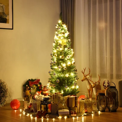 Costway 5'/6'/7'/8' /9' PVC Artificial Pencil Christmas Tree Slim Green 4 Costway 5'/6'/7'/8' /9' PVC Artificial Pencil Christmas Tree Slim Green - Image 2