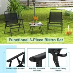Costway 3pcs Patio Folding Conversation Chairs&Table Heavy-Duty Metal Outdoor Portable 14 Costway 3pcs Patio Folding Conversation Chairs&Table Heavy-Duty Metal Outdoor Portable -Costway GUEST c9c573be f51e 40cc 9857 c02ae0d5994c