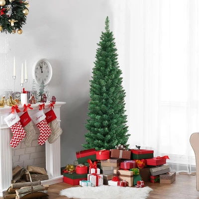 Costway 5'/6'/7'/8' /9' PVC Artificial Pencil Christmas Tree Slim Green 6 Costway 5'/6'/7'/8' /9' PVC Artificial Pencil Christmas Tree Slim Green - Image 4