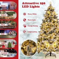 Costway 6/7 FT Pre-Lit Flocked Christmas Tree Hinged Xmas Decoration With 250/300 LED Lights -Costway GUEST c9e8bc0c a720 44f9 be15 6b15e11a0c11