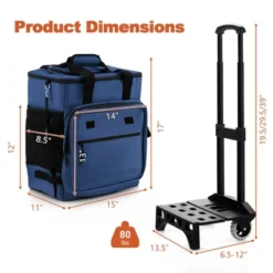 Costway 50-Can 3-in-1 Insulated Rolling Cooler With Adjustable Handle & Bottom Plate Blue/Grey -Costway GUEST c9fd2cca 6117 4200 85b8 3d7777f646df