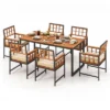 Costway 7 PCS Patio Dining Set Outdoor Acacia Wood Table With Soft Cushions Umbrella Hole -Costway GUEST ca109f7b ec3c 4b66 a43e 42340491ffd2