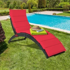 Costway Folding Patio Rattan Lounge Chair Chaise Cushioned Portable Garden -Costway GUEST ca12c889 766e 40ae 887e 4c0915fe19cd