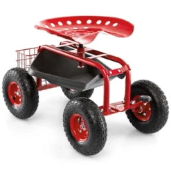 Costway Garden Cart Patio Wagon Rolling Work Seat With Tool Tray Basket Planting Blue/Red/Green -Costway GUEST ca44ad7a 4612 4b50 b26c 0015511a9b89