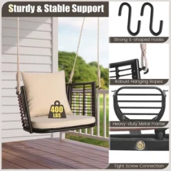 Costway Patio Hanging Rattan Basket Chair Swing Hammock Chair With Seat Cushion -Costway GUEST ca4a2cff 3202 442d 8eaa 23737c77603a
