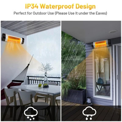 Costway 1500W Wall-Mounted Infrared Patio Heater Outdoor Indoor W/ Remote Control 10 Costway 1500W Wall-Mounted Infrared Patio Heater Outdoor Indoor W/ Remote Control - Image 8