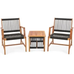 Costway Patio 3pcs Acacia Wood Outdoor Furniture Bistro Set All-Weather Rope Woven 15 Costway Patio 3pcs Acacia Wood Outdoor Furniture Bistro Set All-Weather Rope Woven -Costway GUEST ca7df5bf 0901 43db a9eb c262af1a0c9c