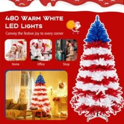 Costway 7.5 FT Patriotic Pre-Lit Artificial Christmas Tree With 1341 Branch Tips 480 Lights -Costway GUEST ca9df893 e899 4cca 8e81 06e909e5ca99