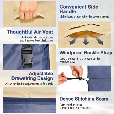 Costway Patio 60''x43'' 2-Seater Bench Loveseat Deep Sofa Cover Waterproof Handle Air Vent 7 Costway Patio 60''x43'' 2-Seater Bench Loveseat Deep Sofa Cover Waterproof Handle Air Vent - Image 5