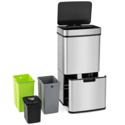 Costway 19 Gal Kitchen Trash Can With Soft Closing Lid & Stay-open Design Inner Buckets Silver -Costway GUEST cae6fed4 d2d1 4c33 bb4c d492d738fd89