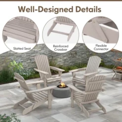 Costway Folding Adirondack Chair Set Of 1/4 With High Backrest & Wide Armrests Wooden Grey -Costway GUEST cb3c4e7f 7f80 4f93 b158 c88eb6aa1b21