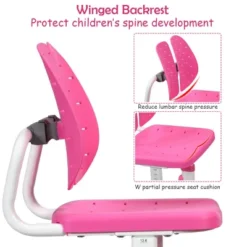 Costway Adjustable Children Study Desk Chair Set W/Winged Backrest Pink -Costway GUEST cb3dfd3a b97d 4984 b549 e5e61c7393d5