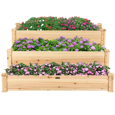 Costway 3 Tier Wooden Raised Vegetable Garden Bed Elevated Planter Kit Outdoor Gardening 8 Costway 3 Tier Wooden Raised Vegetable Garden Bed Elevated Planter Kit Outdoor Gardening - Image 6