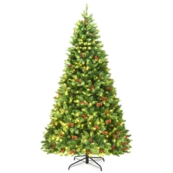 Costway 4.5Ft6.5Ft7.5Ft Pre-lit Hinged Christmas Tree W/ Pine Cones Red Berries And 300450450 LED Lights -Costway GUEST cbac1b92 bcdd 4b0f 92a1 6e4e89af49d1