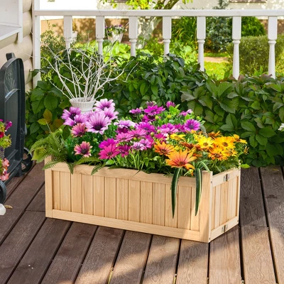 Costway Outdoor Wooden Planter Box Folding Raised Garden Plant Container W/Drainage Hole 3 Costway Outdoor Wooden Planter Box Folding Raised Garden Plant Container W/Drainage Hole