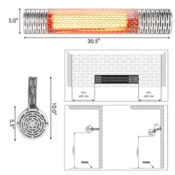 Costway 1500W Wall-Mounted Infrared Heater Indoor & Outdoor Electric Heater With Remote -Costway GUEST cc7284c9 0244 4509 9357 5599d2166ee4