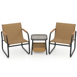 Costway 3 PCS Patio Furniture Set With Breathable Mesh Fabric And Metal Frame Garden -Costway GUEST cc7d0902 bbb4 4034 92e7 58de00283046