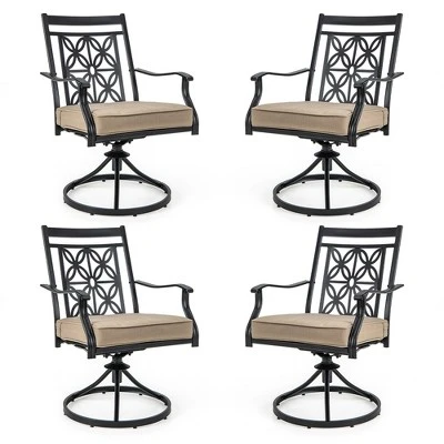 Costway Patio Swivel Chair Outdoor Bistro Dining Chair Blossom Pattern Backrest 12 Costway Patio Swivel Chair Outdoor Bistro Dining Chair Blossom Pattern Backrest - Image 10