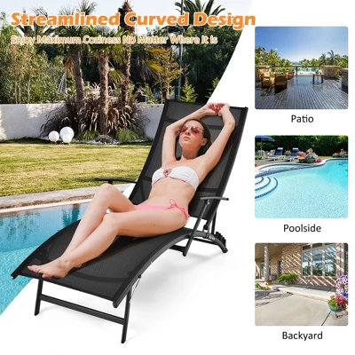 Costway 2PCS Patio Folding Lounge Chair Chaise Recliner Adjustable Stackable W/Armrest 7 Costway 2PCS Patio Folding Lounge Chair Chaise Recliner Adjustable Stackable W/Armrest - Image 5