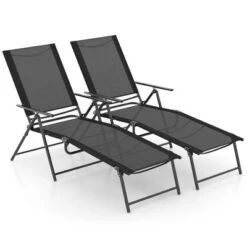 Costway 2 Piece Patio Folding Chaise Lounge Chairs With 6-Level Backrest Reclining Chairs Tan/Black/Grey 23 Costway 2 Piece Patio Folding Chaise Lounge Chairs With 6-Level Backrest Reclining Chairs Tan/Black/Grey -Costway GUEST cda81500 629e 463d bf43 ac99664eb56b