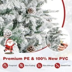 Costway 6 FT/7.5FT Pre-Lit Christmas Tree Snow Flocked Hinged With 715/1107 Branch Tips & 210/350 Lights -Costway GUEST cdc35413 ca11 49f1 9e79 c83acb5eb106