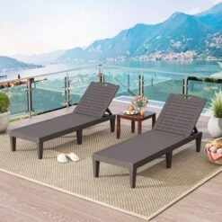 Costway Chaise Lounge Chairs Set Of 2 With 5-Position Adjustable Backrests Easy Assembly Black/White/Brown -Costway GUEST cdf85dc3 cdd9 4316 a6ba 3fde0b179833