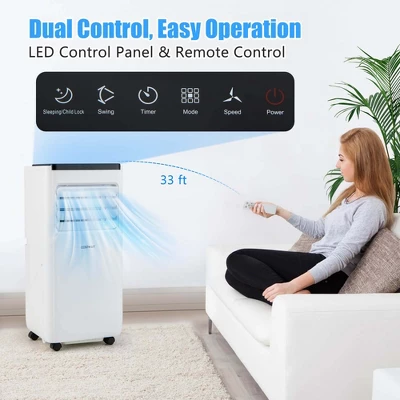 Costway 8000 BTU Portable Air Conditioner Cools Up To 250 Sq.Ft With Fan & Dehumidifier 5000 BTU(8000BTU ASHRAE) 3 Costway 8000 BTU Portable Air Conditioner Cools Up To 250 Sq.Ft With Fan & Dehumidifier 5000 BTU(8000BTU ASHRAE)