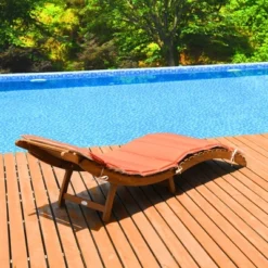Costway 2 PCS Folding Wooden Lounge Chair Chaise W/ Cushions Pool Deck -Costway GUEST ce513dae ea14 4b9b 91e2 f53b5993874f
