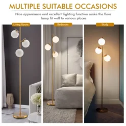 Costway 3-Globe Floor Lamp Modern Freestanding Lamp Living Room w/Foot Switch -Costway GUEST ce739962 7247 4c92 8402 e3fba03d3e8e