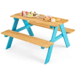 Kids Picnic Table Set Children Outdoor Wooden Table With Bench Seats Backyard -Costway GUEST cf18e6cf 6389 4e0e 9b69 28db7963dbc0