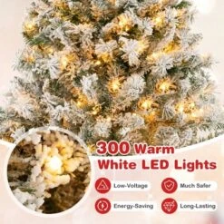 Costway 6 FT/7FT/8FT Pre-Lit Christmas Tree 3-Minute Quick Shape Flocked Decor With 300/450/600 LED Lights 19 Costway 6 FT/7FT/8FT Pre-Lit Christmas Tree 3-Minute Quick Shape Flocked Decor With 300/450/600 LED Lights -Costway GUEST cf19f28d ca5f 40c5 975a 7b8e1252c036
