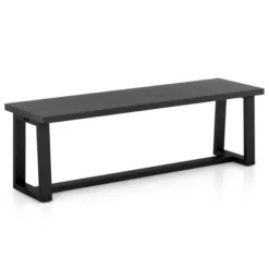 Costway 56.5"L Large Wood Dining Bench With Metal Frame Adjustable Footpads For Kitchen Black/Coffee -Costway GUEST cf2e62c4 68c1 41fc a3c4 990638b4e15b