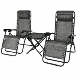Costway 3PCS Zero Gravity Recliner Lounge Chairs Pillows Table Portable Folding Grey 15 Costway 3PCS Zero Gravity Recliner Lounge Chairs Pillows Table Portable Folding Grey -Costway GUEST cf30cb62 bd48 43f4 991b 761398593189