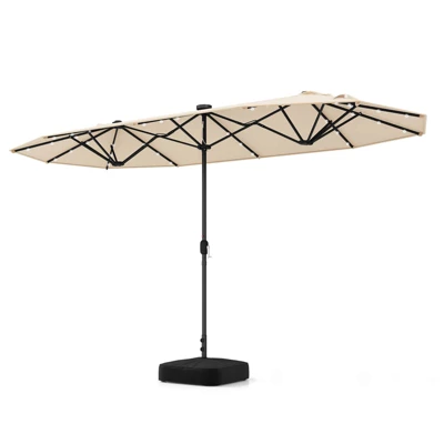 Costway 13FT Double-sided Patio Umbrella With Solar Lights Crank Handle Umbrella Base Beige/Tan/Gray/Wine/Navy/Orange 12 Costway 13FT Double-sided Patio Umbrella With Solar Lights Crank Handle Umbrella Base Beige/Tan/Gray/Wine/Navy/Orange - Image 10