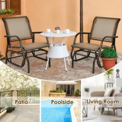 Costway 2PCS Patio Swing Glider Chair Single Rocking Chair Yard Outdoor Brown -Costway GUEST cf690ab6 b56a 4a21 b043 4d7afbcdddd2