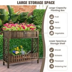 Costway 2-Tier Wood Raised Garden Bed Elevated Planter Box For Vegetable, Fruit, Herb -Costway GUEST cfc79930 f92c 490c 8d80 0260963c0b11