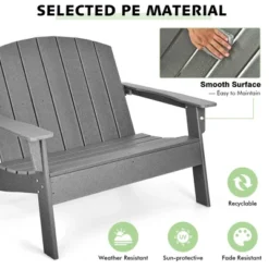 Costway 2PCS Patio Adirondack Chair Loveseat Bench HDPE Weather Resistant Grey 12 Costway 2PCS Patio Adirondack Chair Loveseat Bench HDPE Weather Resistant Grey -Costway GUEST cfde1a1a 29a1 4303 a9cf b1f6e04ae908