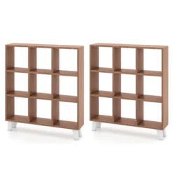 Costway 2 PCS 9-Cube Bookcase With 6 Removable Shelves Raised Support Feet For Living Room Brown/White -Costway GUEST d01f78c7 995c 47a2 9b80 a9f8c3293139