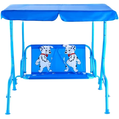 Costway Kids Patio Swing Chair Children Porch Bench Canopy 2 Person Yard Furniture Blue 4 Costway Kids Patio Swing Chair Children Porch Bench Canopy 2 Person Yard Furniture Blue - Image 2