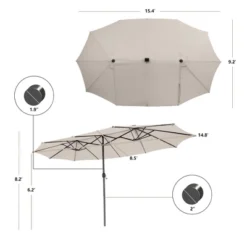 Costway 15FT Twin Patio Double-Sided Umbrella 48 Solar LED Lights Crank Outdoor WineBeigeCoffeeOrangeTurquoise -Costway GUEST d052bacc 1106 4f72 b5e5 923091a397cf