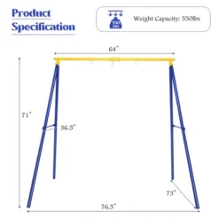 Costway Metal A-Frame Swing Stand Heavy Duty Extra Swing Frame W/Ground Stakes For Backyard -Costway GUEST d05d23d0 91a6 4b2c 8c61 2c031a82796f