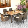 Costway 7PCS Patio Rattan Dining Set Armrest Cushioned Chair Wooden Tabletop -Costway GUEST d05d7a8e 58e5 47c1 8922 d1f8c0f55a16