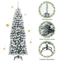 Costway 4.5/6/7.5 Ft Unlit Hinged Snow Flocked Artificial Pencil Christmas Tree With 242/500/641 Branch 19 Costway 4.5/6/7.5 Ft Unlit Hinged Snow Flocked Artificial Pencil Christmas Tree With 242/500/641 Branch -Costway GUEST d06037fd 0c36 4dbd bf16 8c1efd201f4c