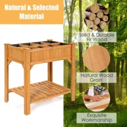 Costway 8 Grids Raised Garden Bed Elevated Planter Box Kit Wood W/Liner & Shelf 18 Costway 8 Grids Raised Garden Bed Elevated Planter Box Kit Wood W/Liner & Shelf -Costway GUEST d08efba9 f424 4e4e 8e4a 3846408c48c5