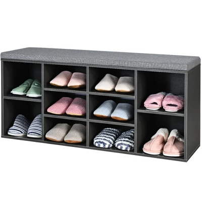 Costway Entryway Padded Shoe Storage Bench 10-Cube Organizer Bench Adjustable 7 Costway Entryway Padded Shoe Storage Bench 10-Cube Organizer Bench Adjustable - Image 5