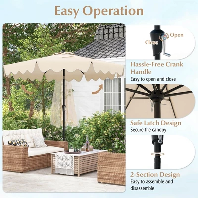 Costway 9 FT Patio Umbrella 2-Tier Market Table Umbrella With Sun-Protective Canopy Beige/Navy/Gray/Brown/Turquoise 9 Costway 9 FT Patio Umbrella 2-Tier Market Table Umbrella With Sun-Protective Canopy Beige/Navy/Gray/Brown/Turquoise - Image 7
